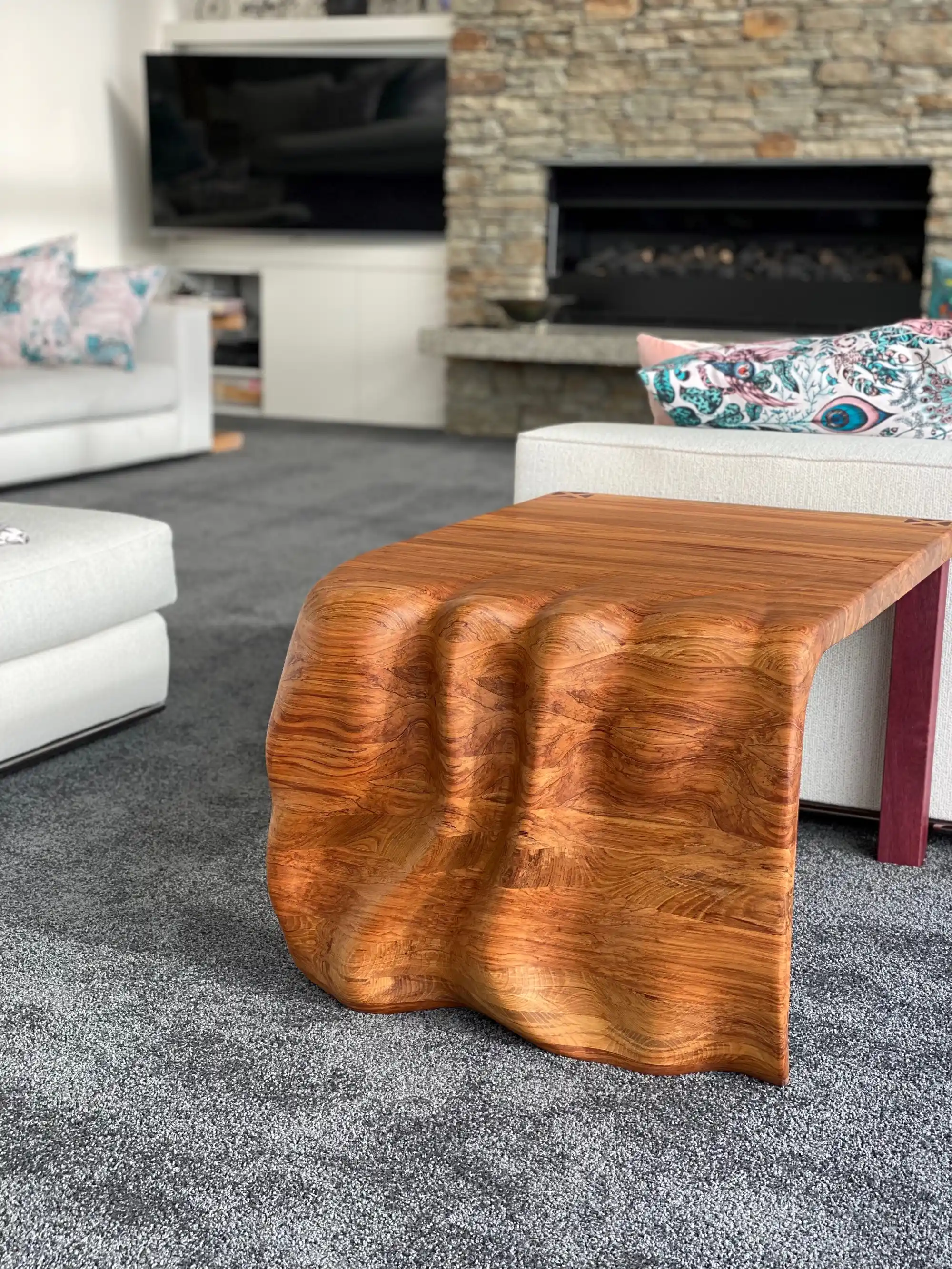 Rimu Cascade coffee table positioned in a modern living room