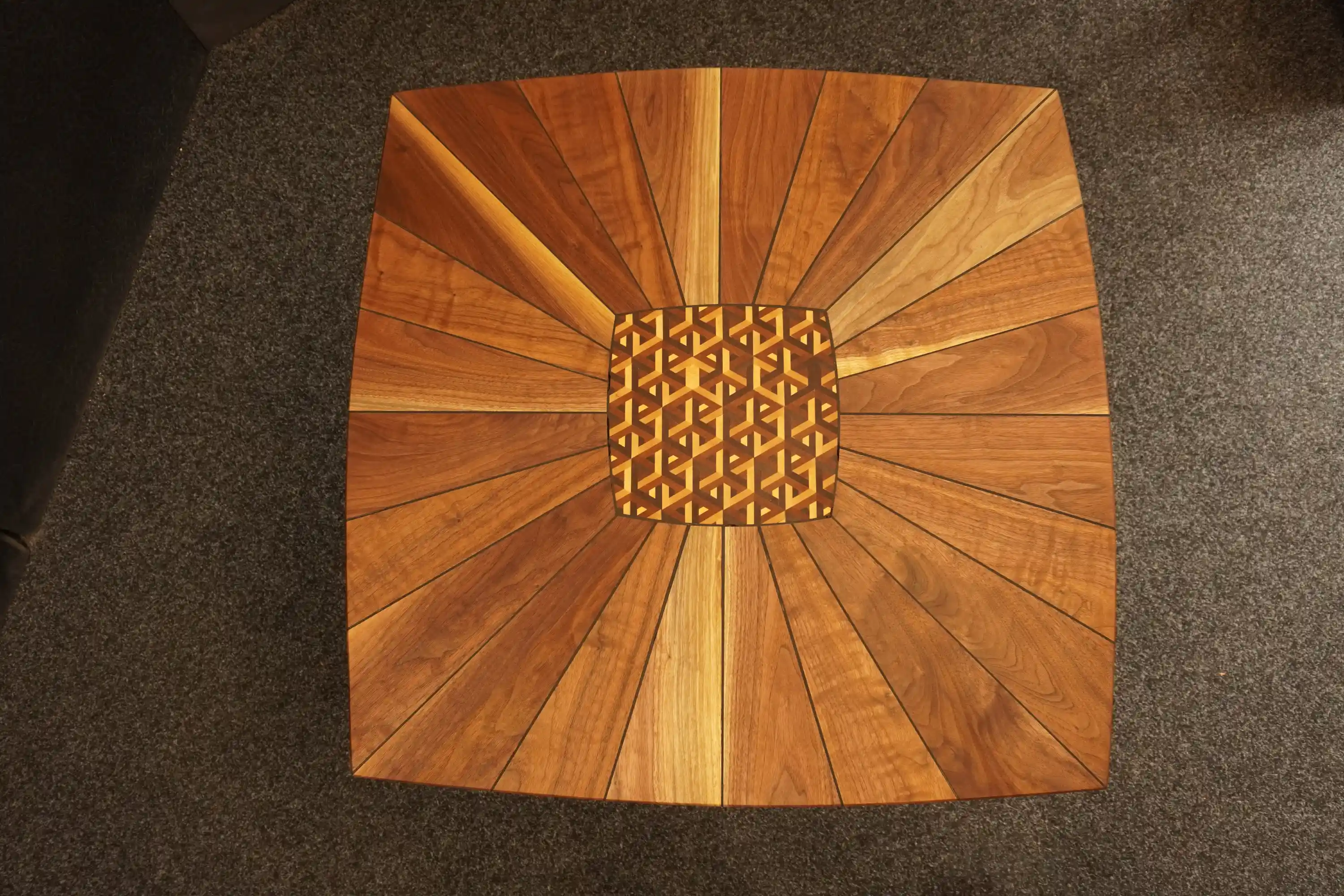 Intricate timber pattern detail on Walnut Whisper tabletop