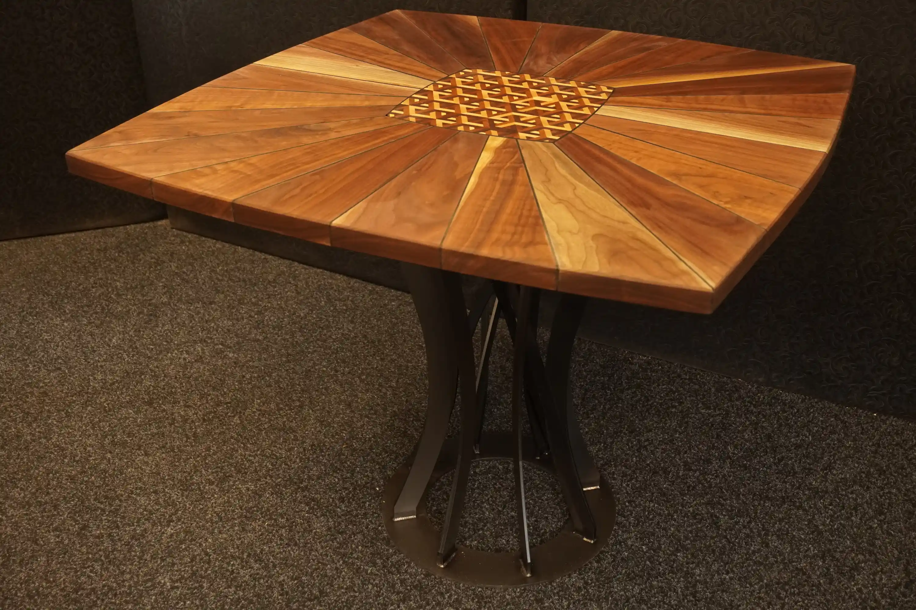 Walnut Whisper timber table designed as an art piece and card table