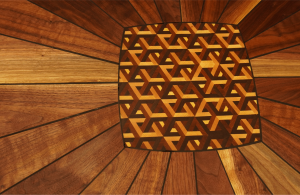 Walnut Whisper handcrafted walnut card table with intricate timber patterns
